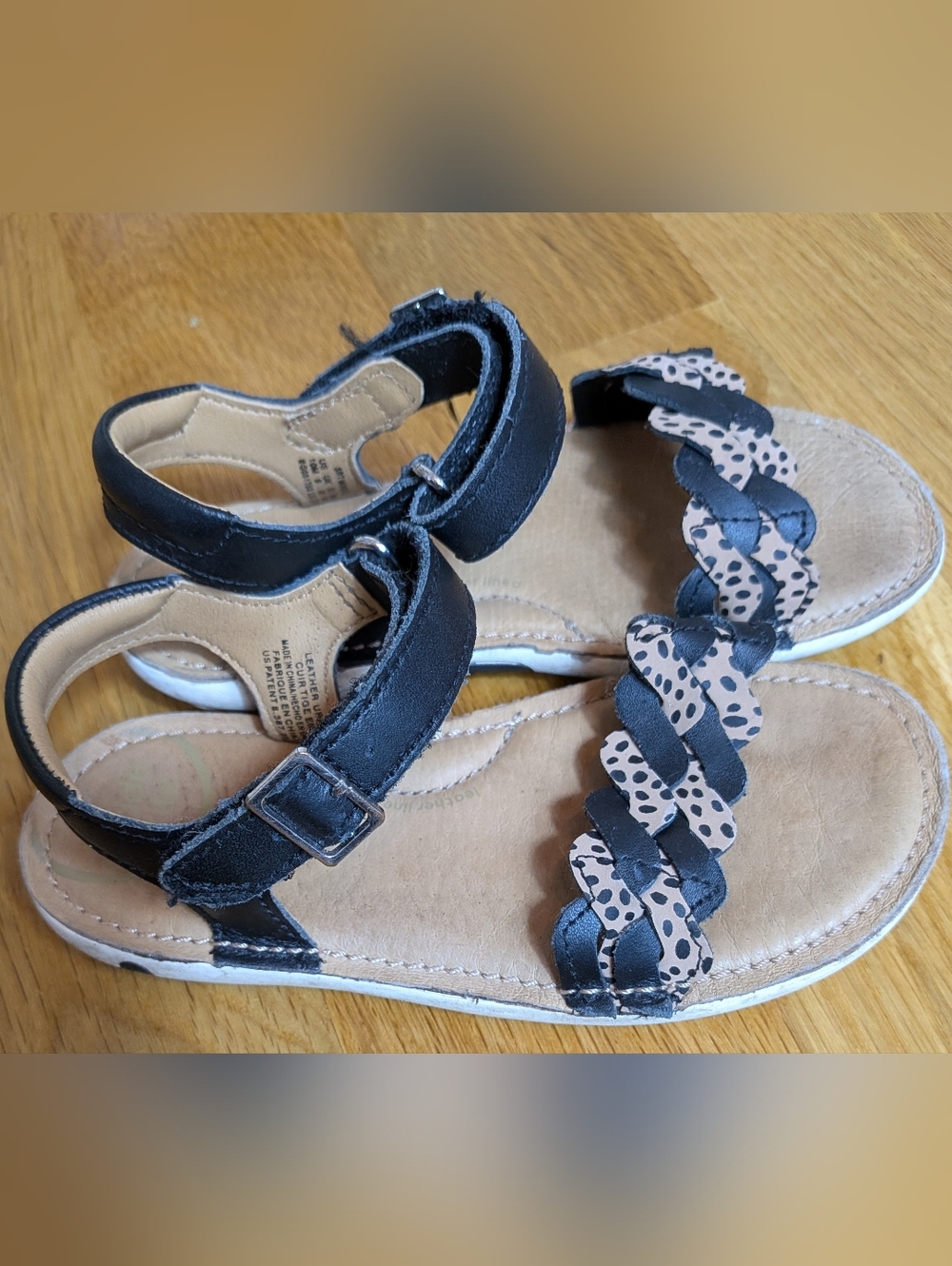 Stride Rite Black and Tan Braided Strap Kids Sandals - Picture 2 of 8